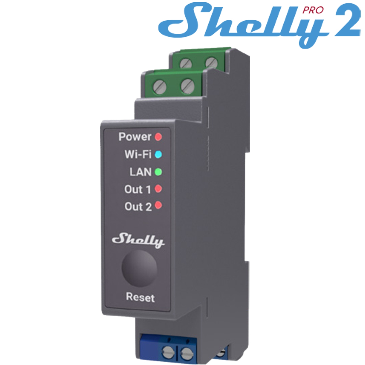 Shelly Pro 2 DIN Rail 2-channel Relay, WiFi/LAN