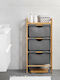 Navaris Boden Badezimmerregal Bamboo mit 3 Regalböden 44x33x96cm Gray
