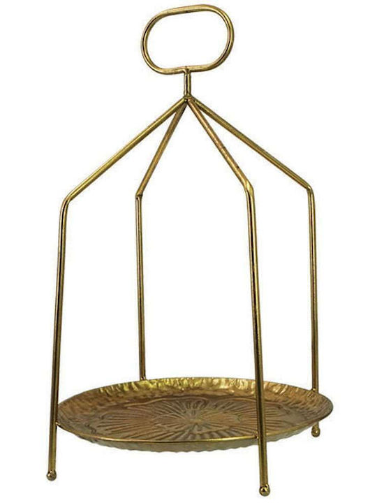 Marhome Metallic Round Decorative Tray 29.5x29.5x46.5cm