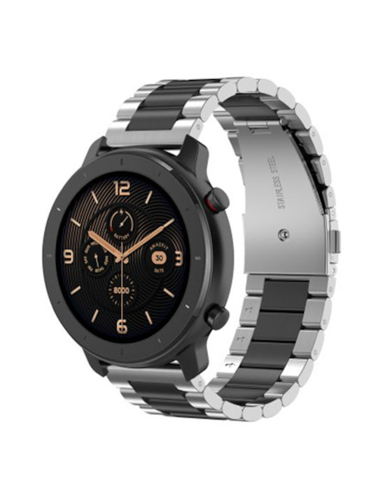 Amazfit Armband Rostfreier Stahl Silver / Black (Amazfit GTR 3 / GTR 3 Pro)