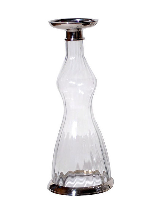 Royal Candle Holder suitable for Tealights Glass Silver 30cm 1pcs