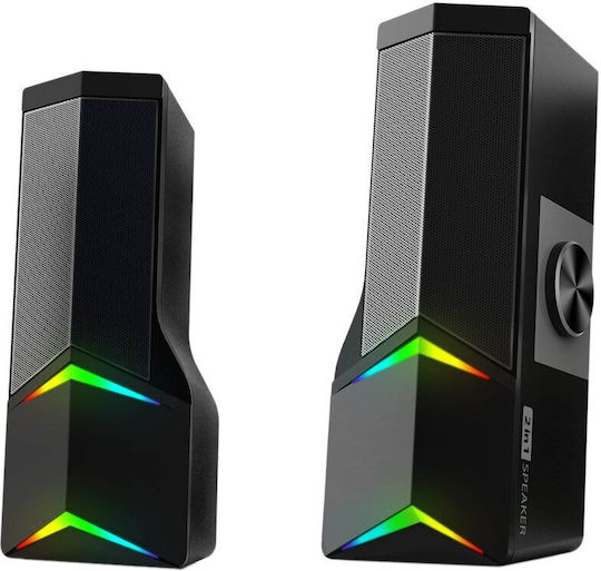 GoGEN GOGPSU103 Ηχεία Υπολογιστή 2.0 με RGB Φωτισμό και Bluetooth Ισχύος 6W Μαύρα