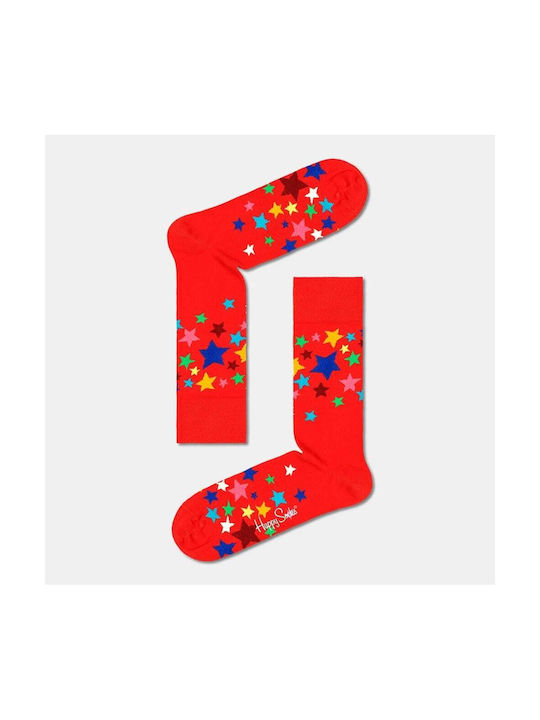Happy Socks Stars Unisex Χριστουγεννιάτικες Κάλτσες Κόκκινες