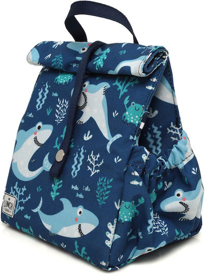 The Lunch Bags Kids Geantă Izotermică de Prânz de Mână pentru Școală 5lt Albastru 21 x 16 x 24cm Rechin