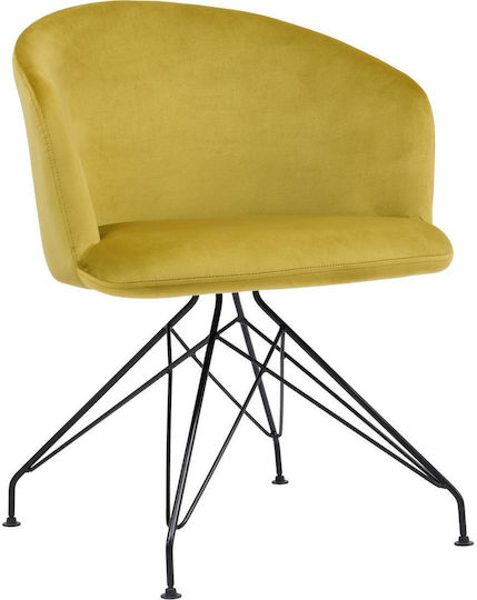 Johan Dining Room Velvet Chair Yellow 63x51x78cm