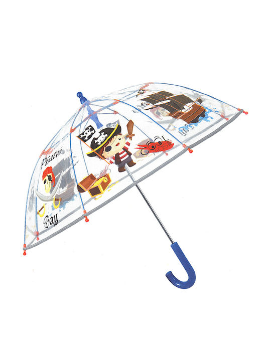 Rain Kids Curved Handle Umbrella Pirate Transparent