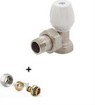 Διακόπτης καλοριφέρ γωνιακός ICMA 82804AD06 1/2″- 24Χ1,5 με ρακόρ PEX- AL- PEX 16mm