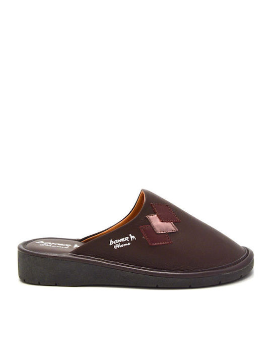 Boxer Leather Winter Women's Slippers Brown