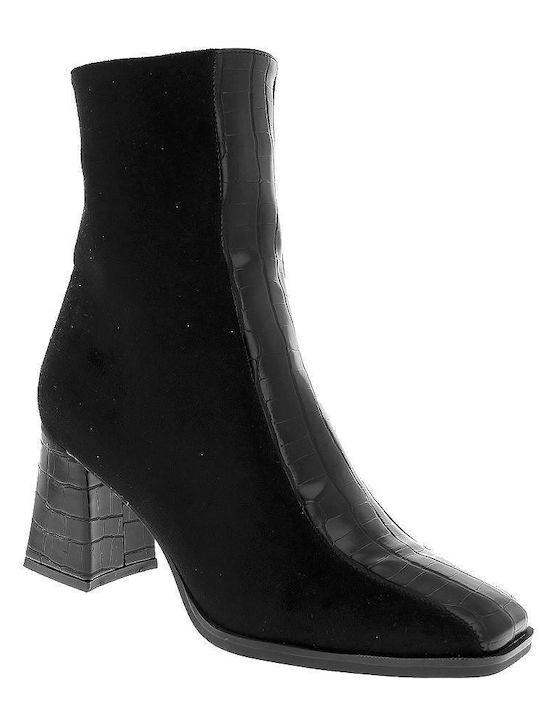 Emanuele Leather Women's Ankle Boots with High Heel Black