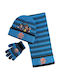 Bakugan Kinder Beanies Set mit Schal und Handschuhen Gestrickt Blau