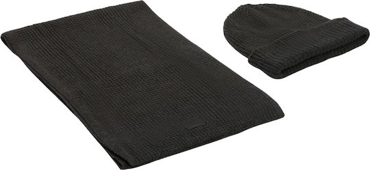 Ανδρικό Σετ με Σκούφο Πλεκτό Dark Brown