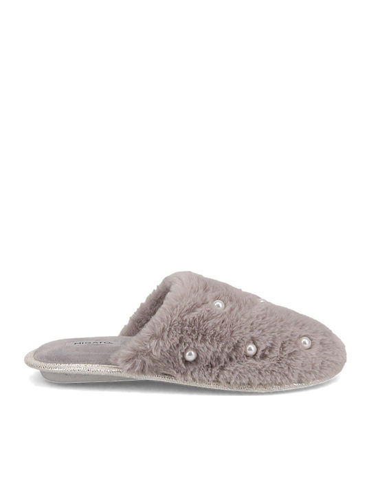 Winter Women's Slippers with Fur Gray