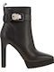 Zana Leather Women's Ankle Boots with High Heel Black