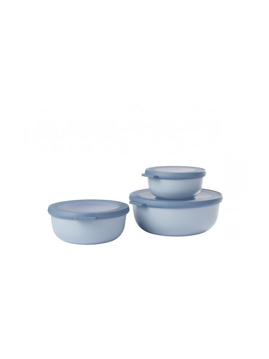 Mepal Cirqula Round Lunch Box Plastic Nordic Blue 3pcs