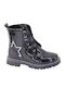 Kids Boots from Patent Leather with Zipper Black