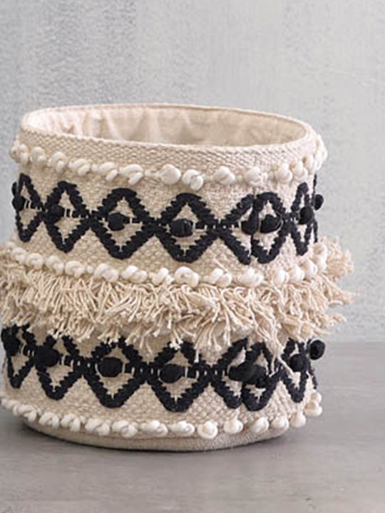 Rythmos Vega Decorative Basket Fabric with Handles Ecru 20x20cm