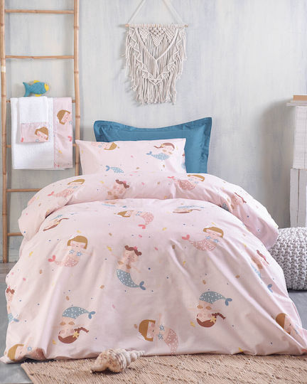 Rythmos Zizel Set Kids Duvet Cover Single with Pillowcase Cotton Pink 160x250cm