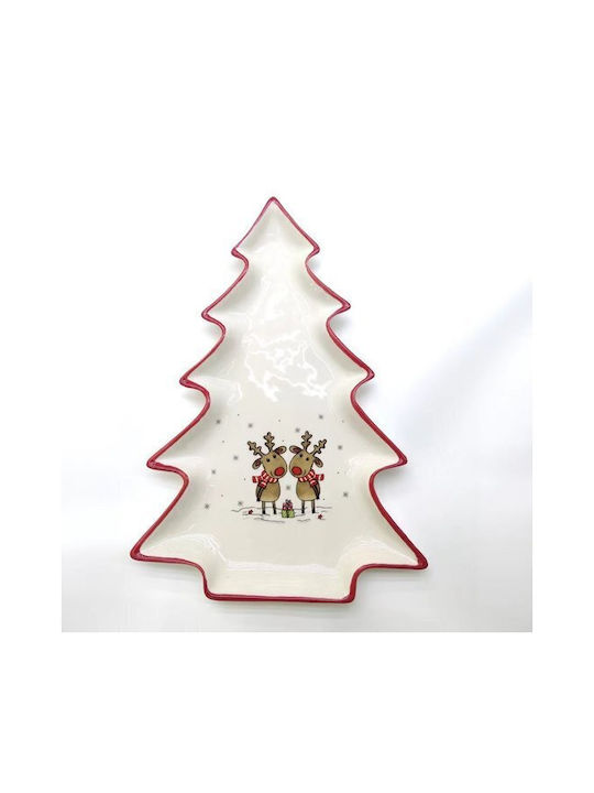 Lalos Ornament de masă de Crăciun Platou De porțelan Red-White L24.8xW16.8cm.