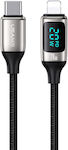 Usams US-SJ545 LED / Braided USB-C to Lightning Cable 20W Μαύρο 1.2m (SJ545USB02)