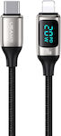 Usams US-SJ545 LED / Braided USB-C to Lightning Cable 20W Black 1.2m (US-SJ545)