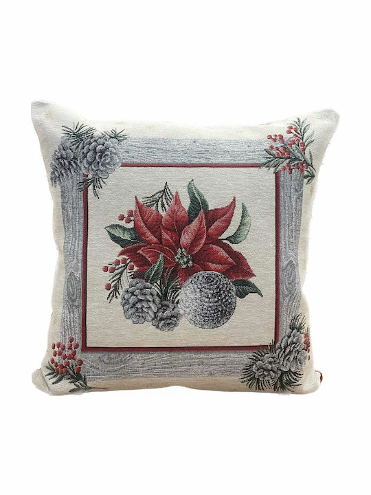 Linea Home Weihnachtsdekorativer Kissenbezug Quadratisch Xmas Box Silver 45x45cm