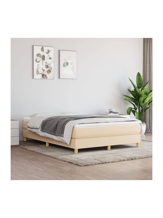 vidaXL Doppelbett mit Stoffbezug Beige für Matr...