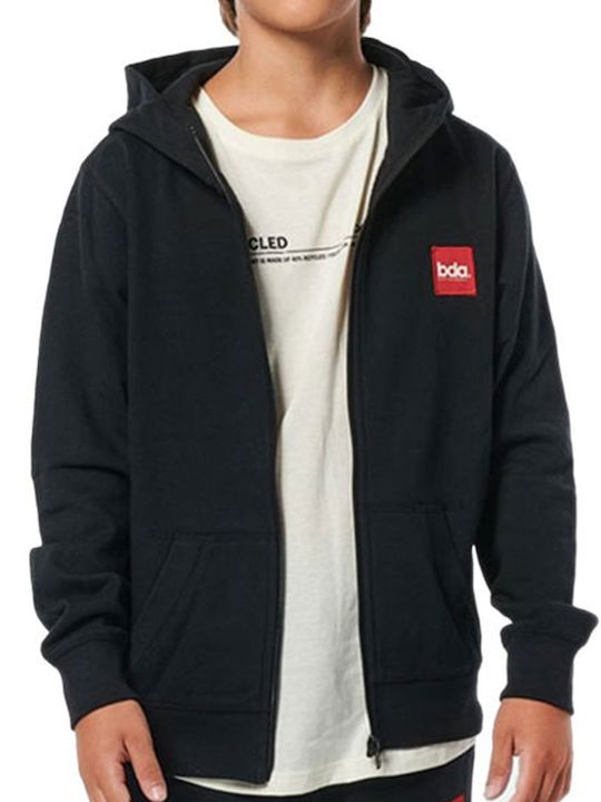 Kids Sweatshirt Cardigan with Hood and Pockets Black
