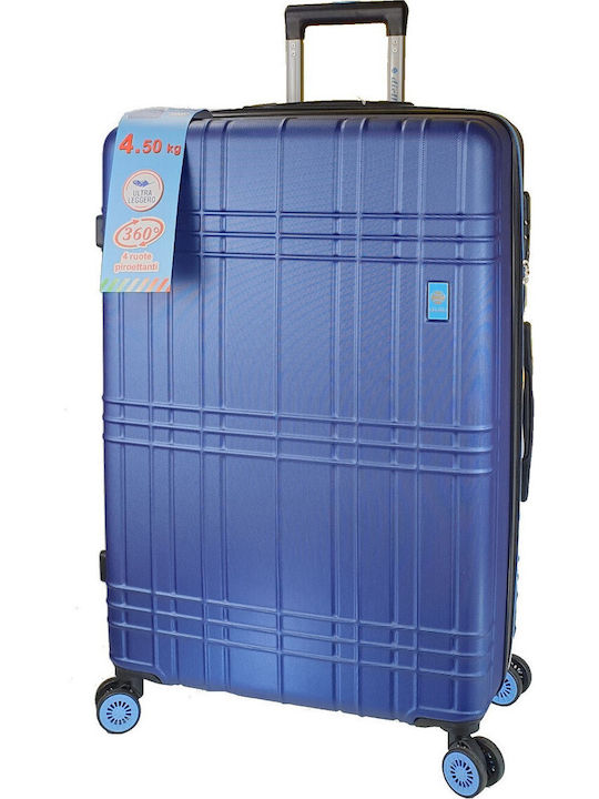 Dielle 130/70 Large Travel Suitcase Hard Blue with 4 Wheels Height 75cm
