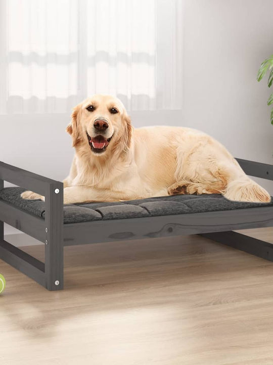 vidaXL Υπερυψωμένο Κρεβάτι Σκύλου Μασίφ σε Γκρι χρώμα 75.5x55.5cm