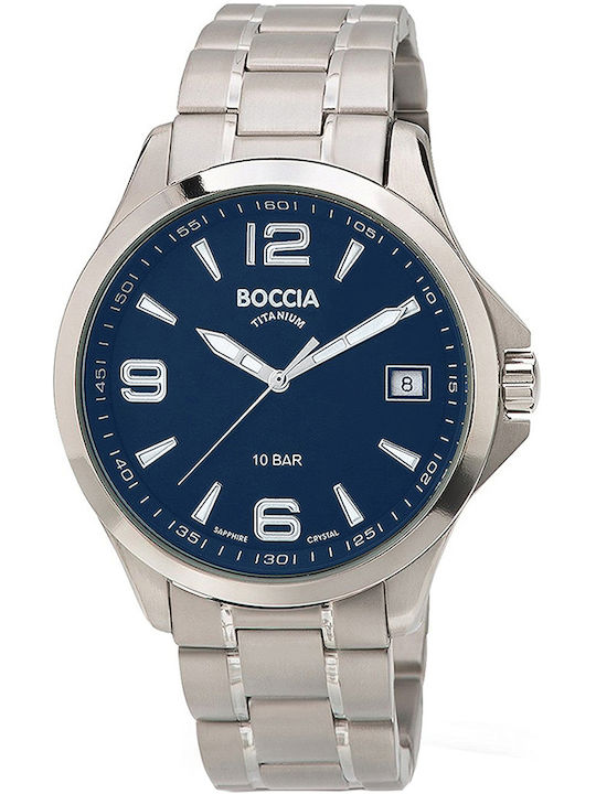 Boccia Ανδρικό Ρολόι 39mm Μπαταρίας με Ασημί Με...