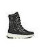 Falena B Leather Women's Ankle Boots with Fur Black
