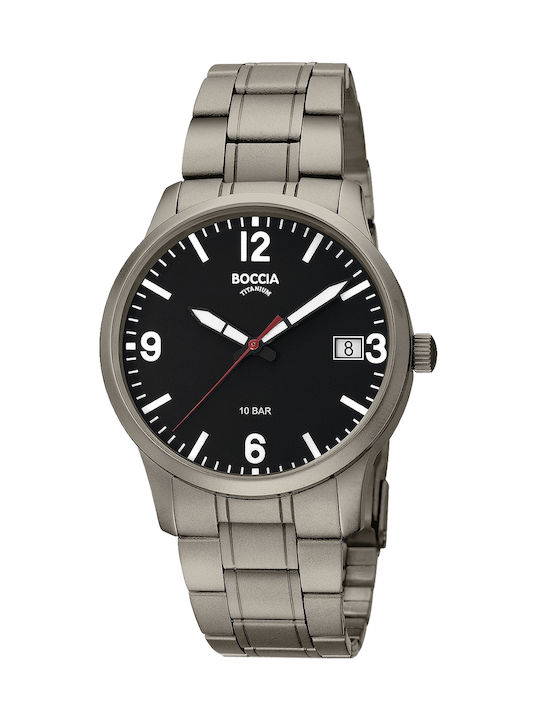 Boccia Watch Battery with Gray Metal Bracelet