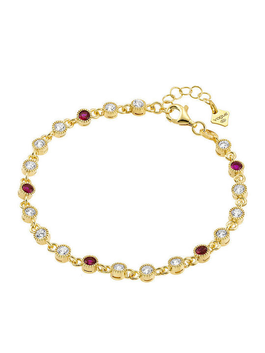 Vogue Vogue Women's Rosette Silver Gold Plated Bracelet with Zircon 19cm