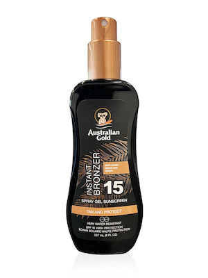 Australian Gold Instant Bronzer Wasserdicht Sonnenschutzmittel Gel SPF15 in Spray 237ml