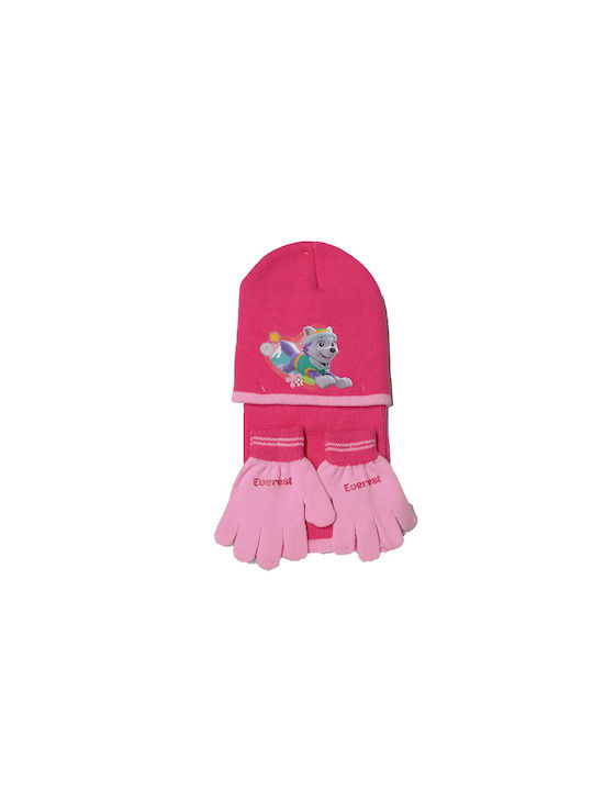 Stamion Paw Patrol Set Căciulă Copil cu Eșarfă & Mănuși Tricotat Fuchsia