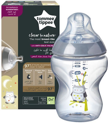 Tommee Tippee Plastic Bottle Closer to Nature with Silicone Nipple for 0+, 0+ m, months 260ml 1pcs