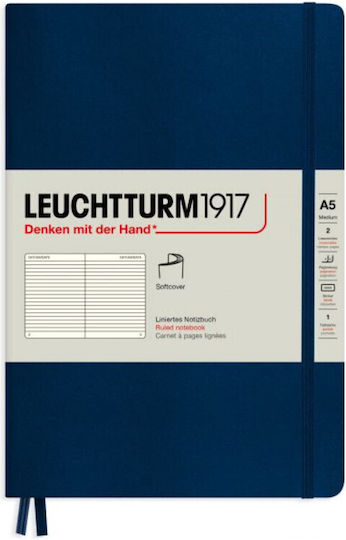 Leuchtturm1917 Notizbuch 123 Blätter A5 Geregelt mit Gummiband Blau