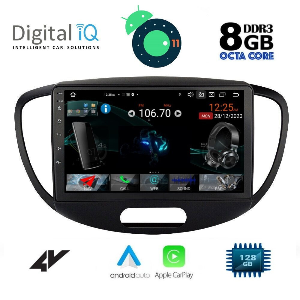 Digital IQ Ηχοσύστημα Αυτοκινήτου για Hyundai i10 20082013 (Bluetooth/USB/AUX/WiFi) με Οθόνη