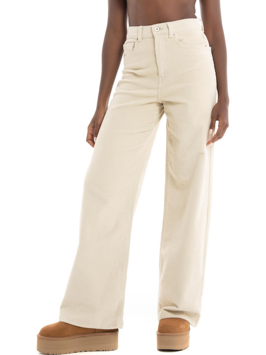 Hope Damen Hoch tailliert Stoff Hose in Weitem Schnitt Beige