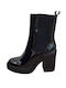 Black Patent Leather Ankle Boot with Platform