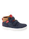 Anatomical Leather Kids Boots with Velcro Navy Blue