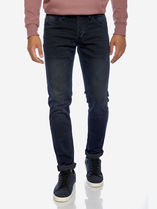 Ανδρικό Παντελόνι Τζιν Ελαστικό Slim Fit Navy Μπλε