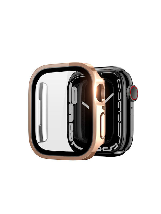Dux Ducis Hamo Πλαστική Θήκη με Τζαμάκι σε Ροζ Χρυσό χρώμα για το Apple Watch 45mm