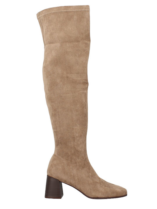 IQ Shoes Suede Over the Knee Medium Heel Women'...