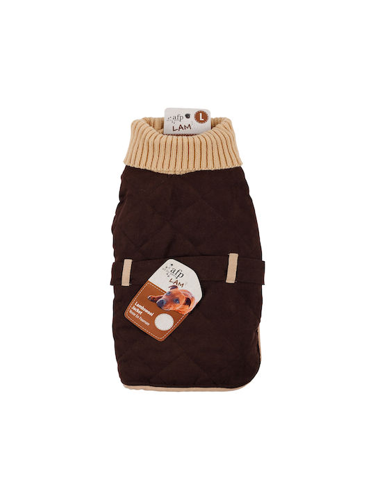 All For Paws Lambswool Turtleneck Hundemantel Fleece / Wasserdicht Braun mit Rückenlänge 20 cm.