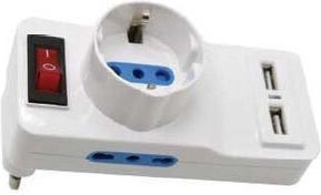 V-TAC Un singur soclu cu USB-A și Comutator