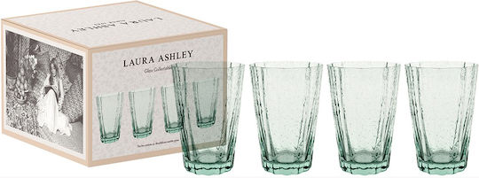 Laura Ashley Set of Green Glass Water Glasses 410ml 4 Pieces
