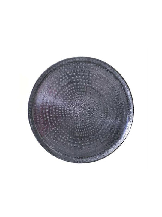 Zaros Round Metallic Decorative Platter Gray 48x48cm