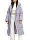 Keeley Women's Long Puffer Jacket Waterproof for Winter with Hood Cloudy Grey
