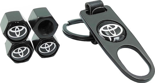 Carner Car Valve Caps for Tires with Toyota Logo Black 5 Pieces